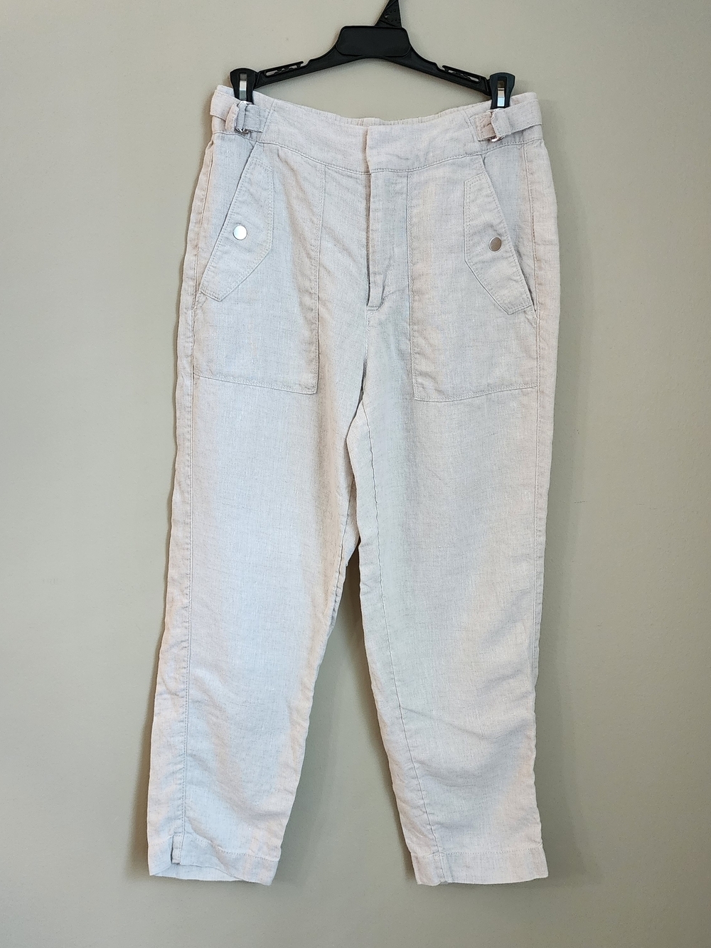 Athleta 100% Linen Ankle Pants Light Beige Women Size 4